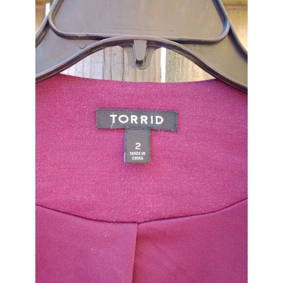 Torrid Color Block Shawl Collar Blazer Cardigan Black & Maroon Red 2X #10416601 - Picture 6 of 10